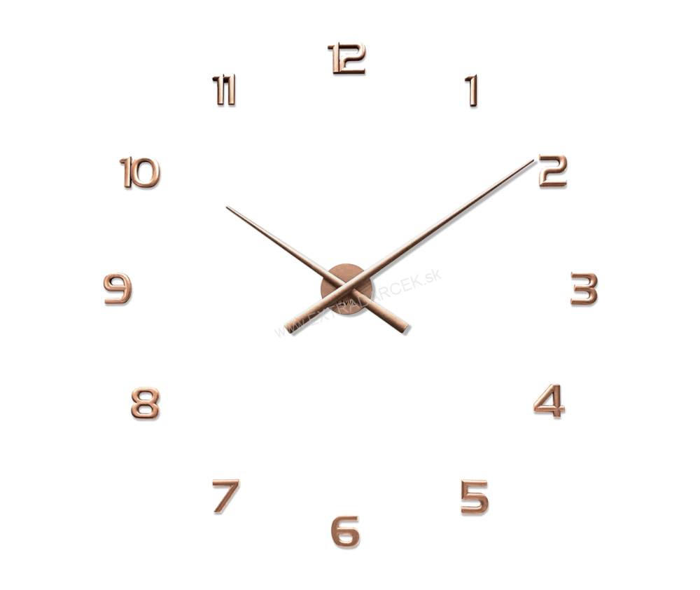 Nalepovacie  nástenné hodiny s číslami- Rosé