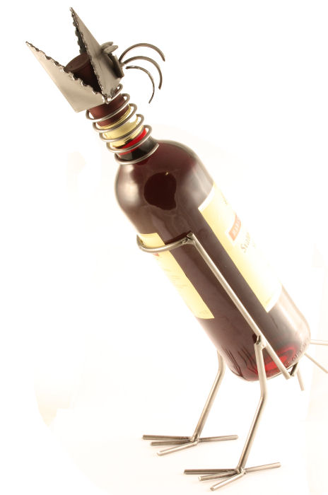 Kovový stojan - Vták - ozdoba na fľašu