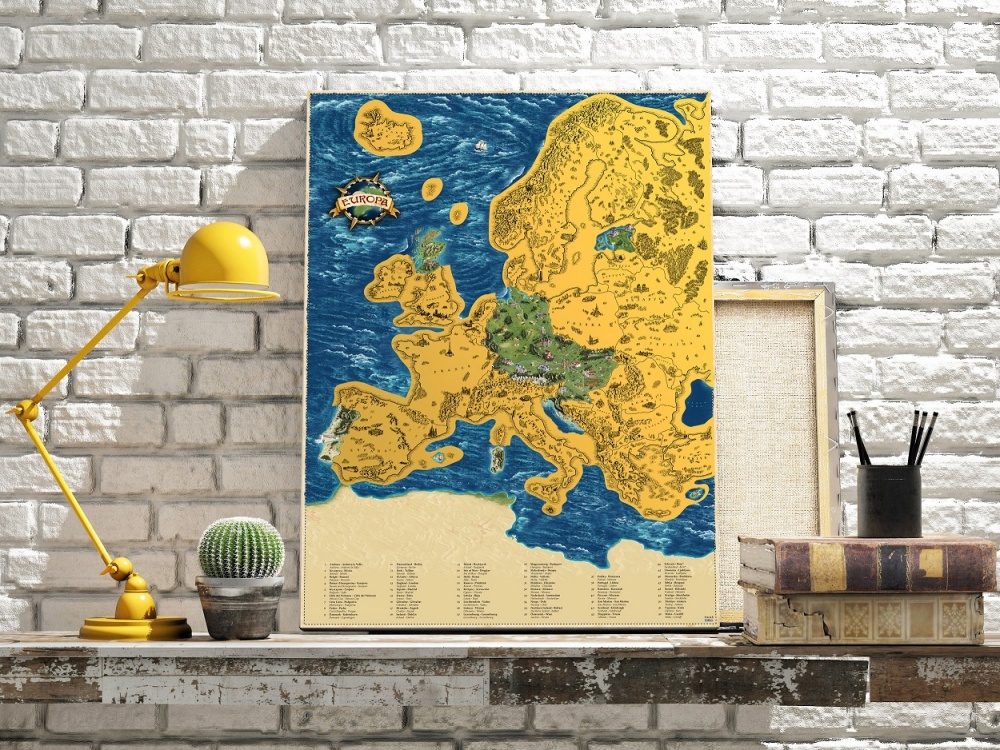 Stieracia mapa EURÓPA- Luxus zlatá