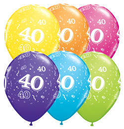Sada 6 ks farebných balónikov na oslavu 40 rokov