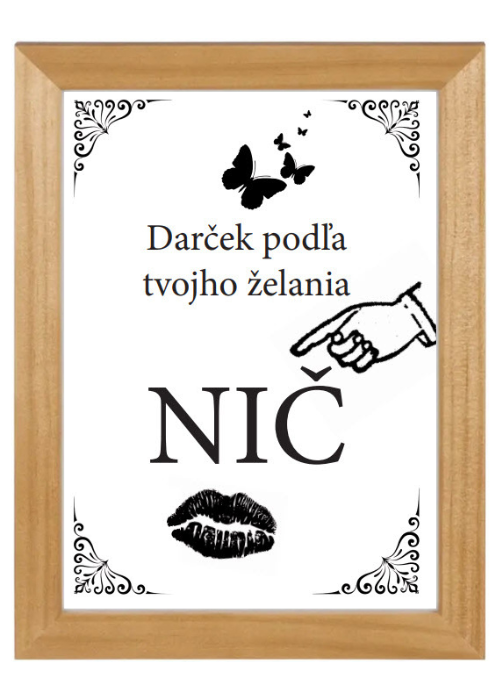 Darček NIČ v rámiku so sklom