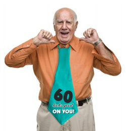 Vtipná kravata 60 rokov "60 Looks good on you"