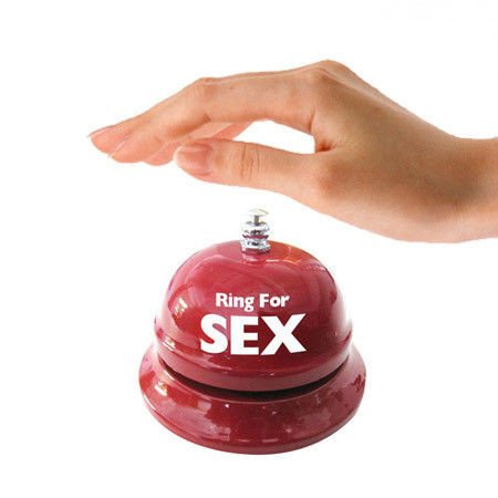 Stolný zvonček "Ring for Sex"- červeno-biely